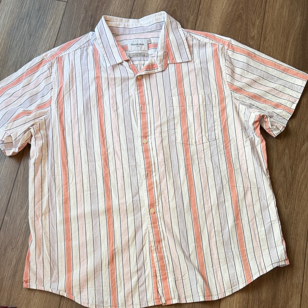 Target Men's Striped Button Down Shirt - Orange and White